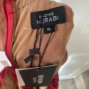 Nadine Merabi Bella Red Jumpsuit Sequins XL/US Size 12